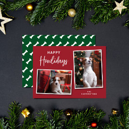 Rote und grüne Hundenknochen Happy Howlidays Foto Feiertagskarte