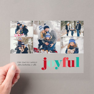 Rote und grüne "Joyful" Galerie 5 Weihnachten Acryleinladungen