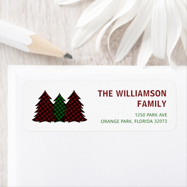 Rote und grüne Karierte Weihnachtsbäume Festlich (Insitu)