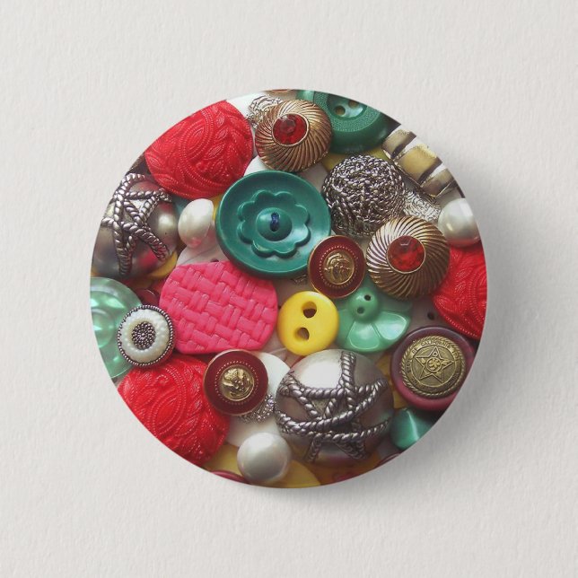 Rote und Grüne Knöpfe Collage Button (Vorderseite)