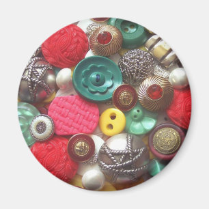 Rote und Grüne Knöpfe Collage Magnet