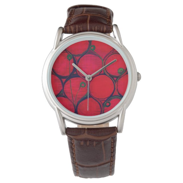 Rote und grüne Kreise Armbanduhr (Vorderseite)