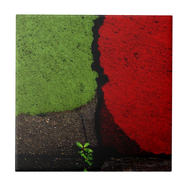 Rote und grüne Kunstfotografie Fliese (Vorderseite)