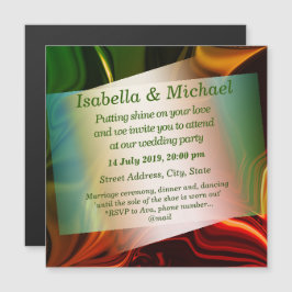 Rote und grüne Kurven oder gekröntes Metall Magneteinladung