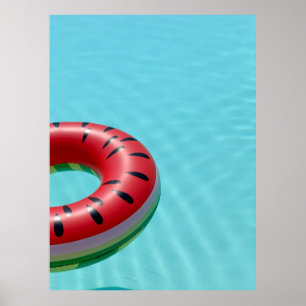 Rote und grüne Lifebuodie am Pool Poster