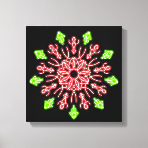 Rote und grüne Neonblume Leinwanddruck