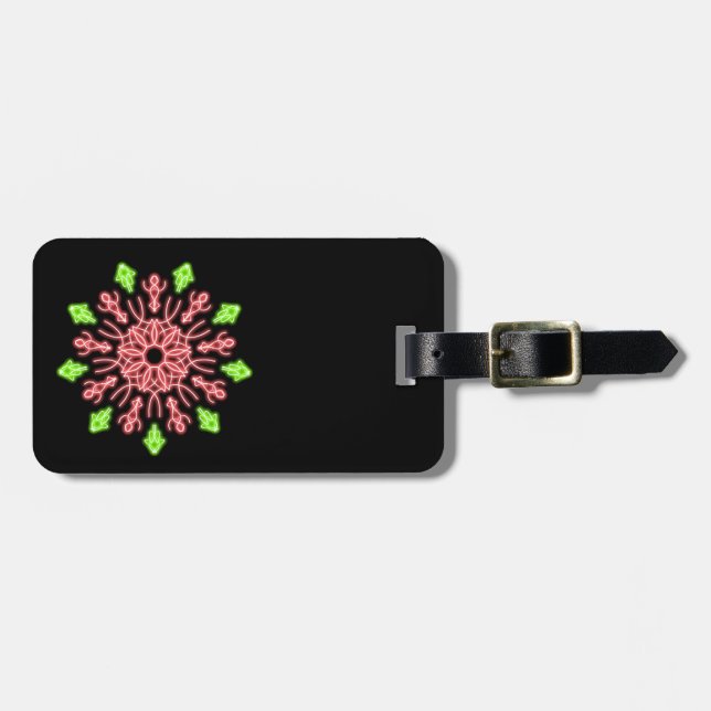 Rote und grüne Neonerde Blume Gepäckanhänger (Vorderseite horizontal)