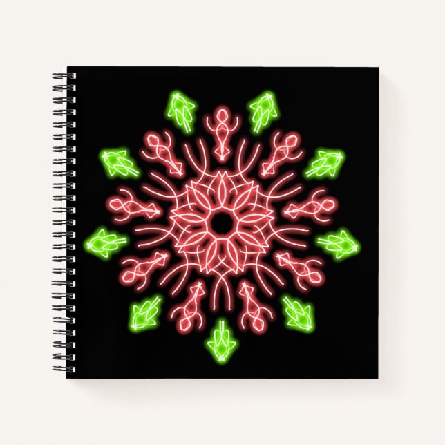 Rote und grüne Neonerde Blume Notizbuch (Vorderseite)