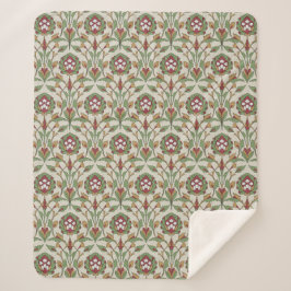 Rote und grüne persische Blumen Sherpadecke