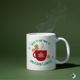 Rote und grüne persönliche Schneeflocken und Stern Kaffeetasse