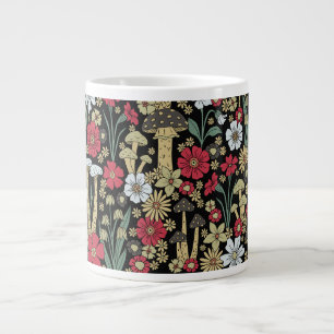Rote und grüne Pilze und Blume Jumbo-Tasse
