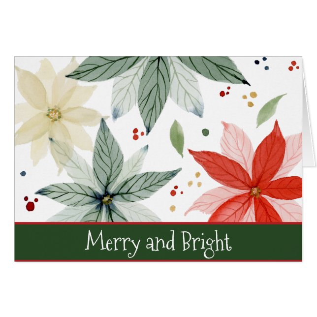 Rote und grüne Poinsettia Weihnachten (Vorderseite (Horizontal))