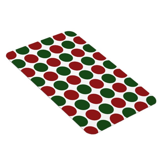 Rote und grüne Polka Punkte auf Weiß Magnet (Rechte Seite)