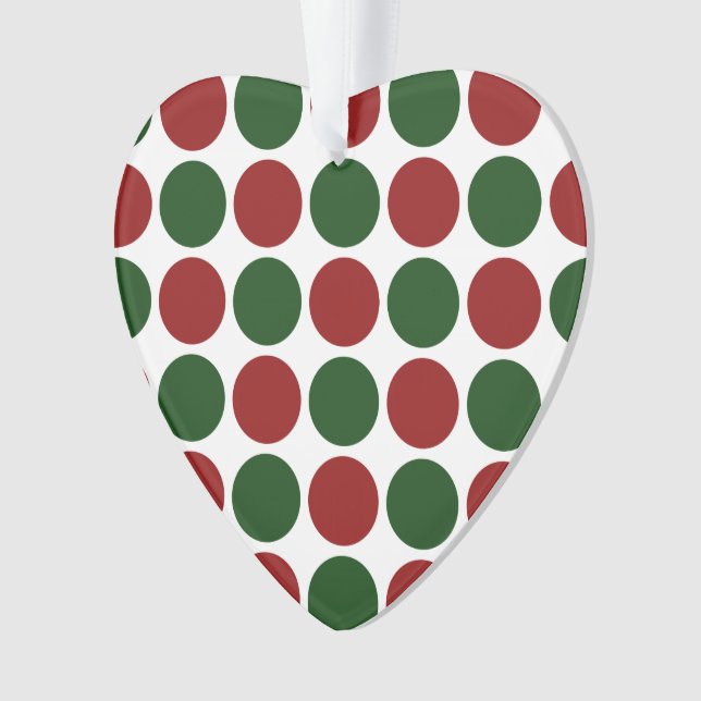 Rote und grüne Polka Punkte auf Weiß Ornament (Vorderseite)