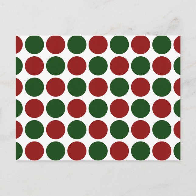 Rote und grüne Polka Punkte auf Weiß Postkarte (Vorderseite)