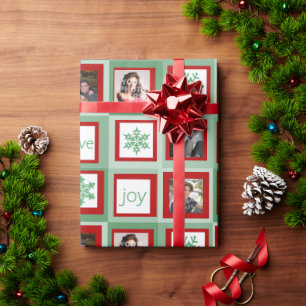 Rote und grüne Quadrat-personalisiertes Geschenkpapier