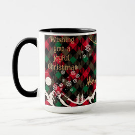 Rote und grüne rustikale Karierte Rentierweihnacht Tasse