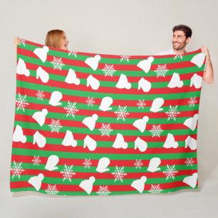 Rote und grüne Schneeflocken Mittens Hats Fleecedecke