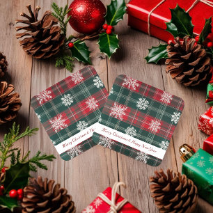 Rote und grüne Schneeflocken-Muster Urlaub Rechteckiger Pappuntersetzer