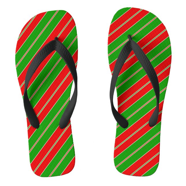 Rote und grüne Streifen Flip Flops (Fußbett)