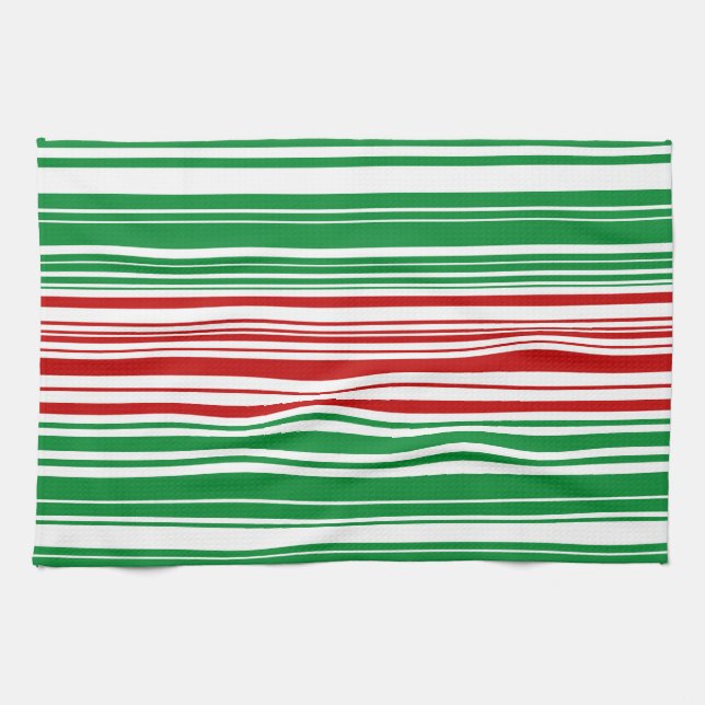 Rote und grüne Streifen Geschirrtuch (Horizontal)