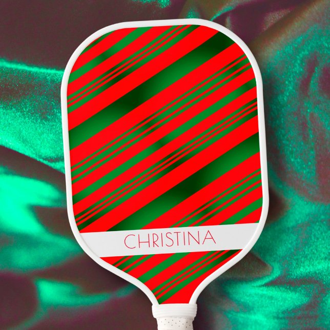 Rote und grüne Streifen Klassischer Eleganter Indi Pickleball Schläger (Von Creator hochgeladen)