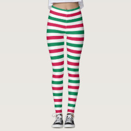 Rote und grüne Streifen Leggings