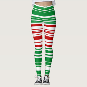 Rote und grüne Streifen Leggings