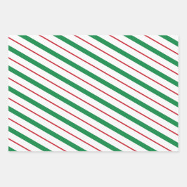 Rote und grüne Streifen Weihnachtsverpackung Geschenkpapier Set