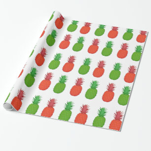 Rote und grüne tropische Weihnachtsananas Geschenkpapier