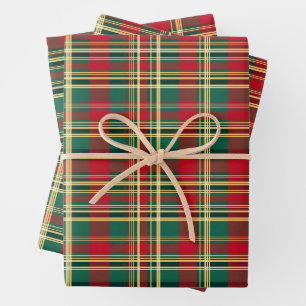 Rote und grüne Weihnachten Kariert Geschenkpapier Set