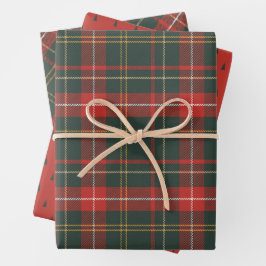 Rote und grüne Weihnachten Kariert Geschenkpapier Set