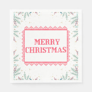 Rote und grüne Weihnachten Serviette