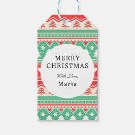 Rote und grüne Weihnachtsbaume Liebe - Feiertag Geschenkanhänger