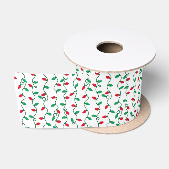 Rote und grüne Weihnachtsbeleuchtung Satinband (Spule)