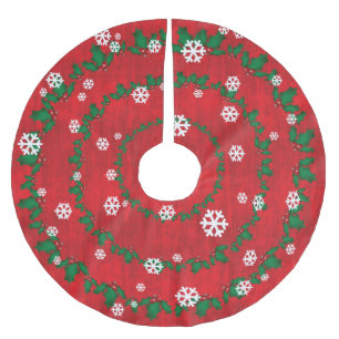 Rote und grüne Weihnachtsfeier Polyester Weihnachtsbaumdecke