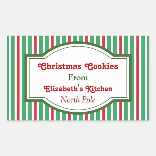 Rote und grüne Weihnachtskleber Rechteckiger Aufkleber (Vorderseite)