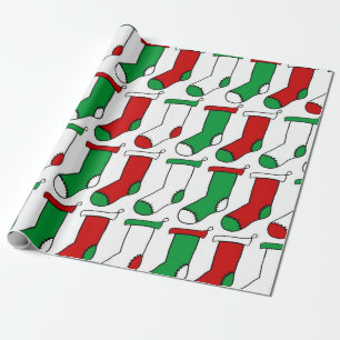 Rote und grüne Weihnachtsmuster für Strümpfe Geschenkpapier
