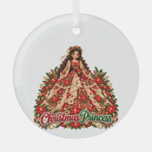 Rote und Grüne Weihnachtsprinzessin Ornament Aus Glas