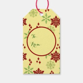 Rote und grüne Weihnachtsschneeflocken Geschenkanhänger