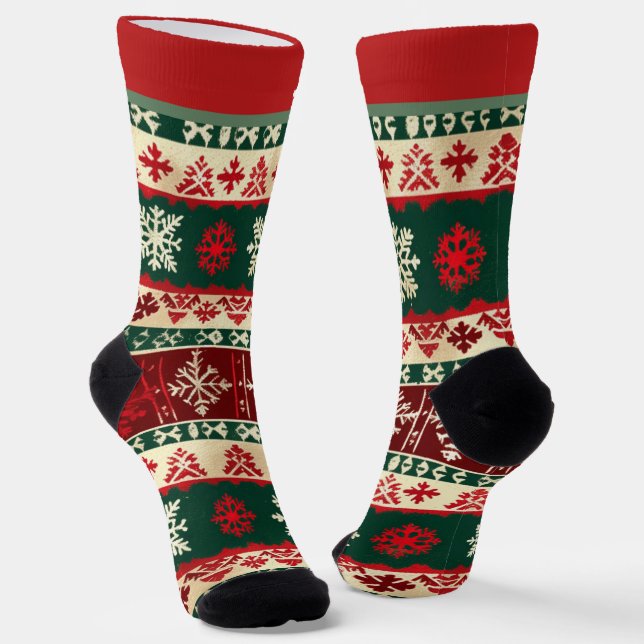 Rote und grüne Weihnachtssocken mit Namen Socken (Gewinkelt)