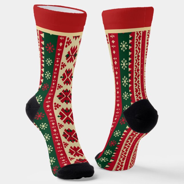 Rote und grüne Weihnachtssocken mit Namen Socken (Gewinkelt)