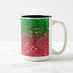 Rote und grüne Weihnachtsstars Kaffeezubereitung T Zweifarbige Tasse