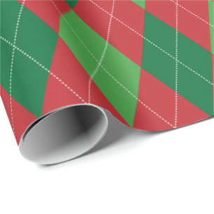 Rote und grüne Weihnachtszusätze Große Raute Geschenkpapier