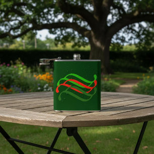 Rote und grüne Wirbel Flask Flachmann