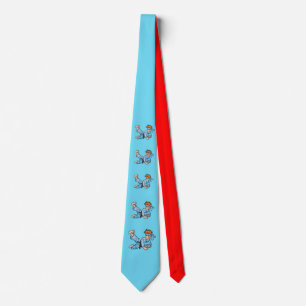 Rote und hellblaue Krawatte mit Karatekind