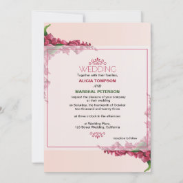 Rote und hellrosa Blütenblütenhochzeit Einladung