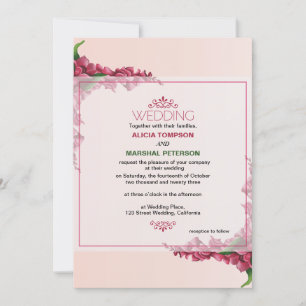 Rote und hellrosa Blütenblütenhochzeit Einladung