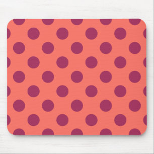 Rote und lebende Korallenpolka-Punkte Mousepad