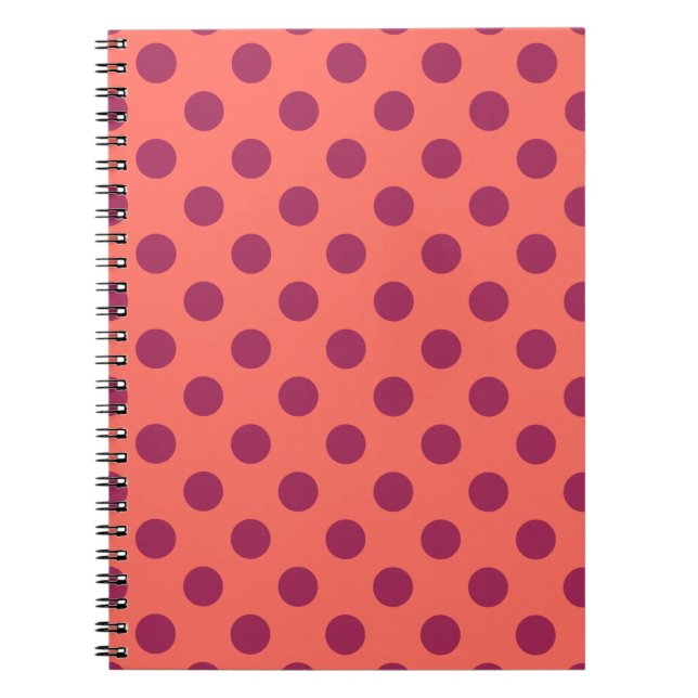 Rote und lebende Korallenpolka-Punkte Notizblock (Vorderseite)